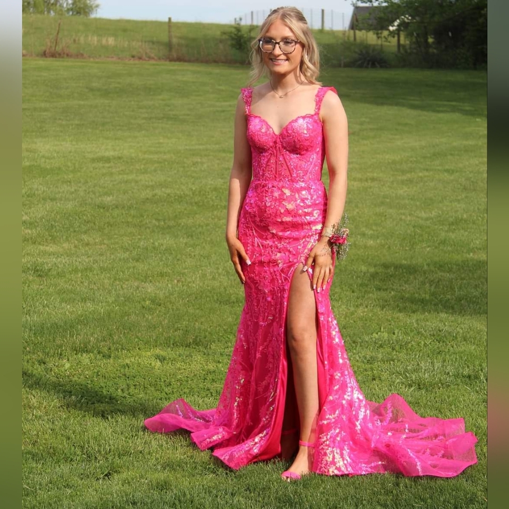Sherri Hill Pink Sequin Prom Dress - Picture 8 of 8